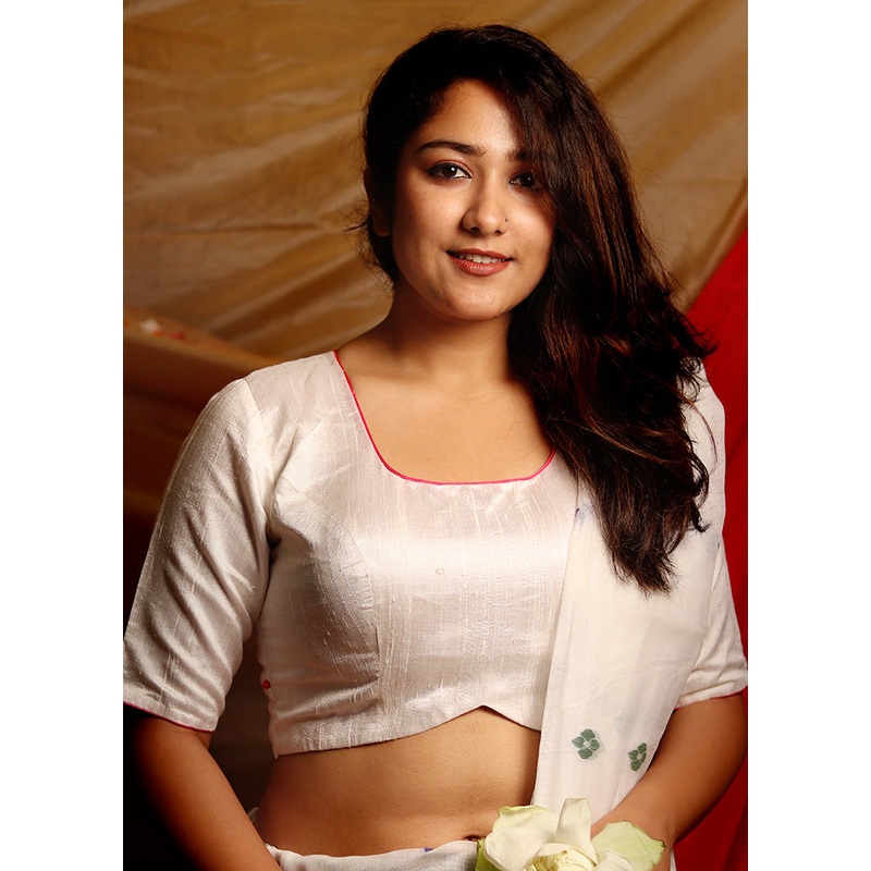 White Silk Designer Blouse - JD986596158