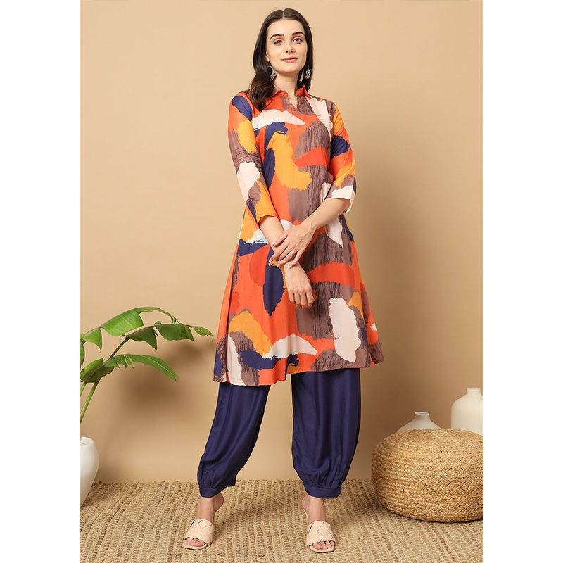 2 Pc Multicolor Readymade Silk Coord Set - JD986596067