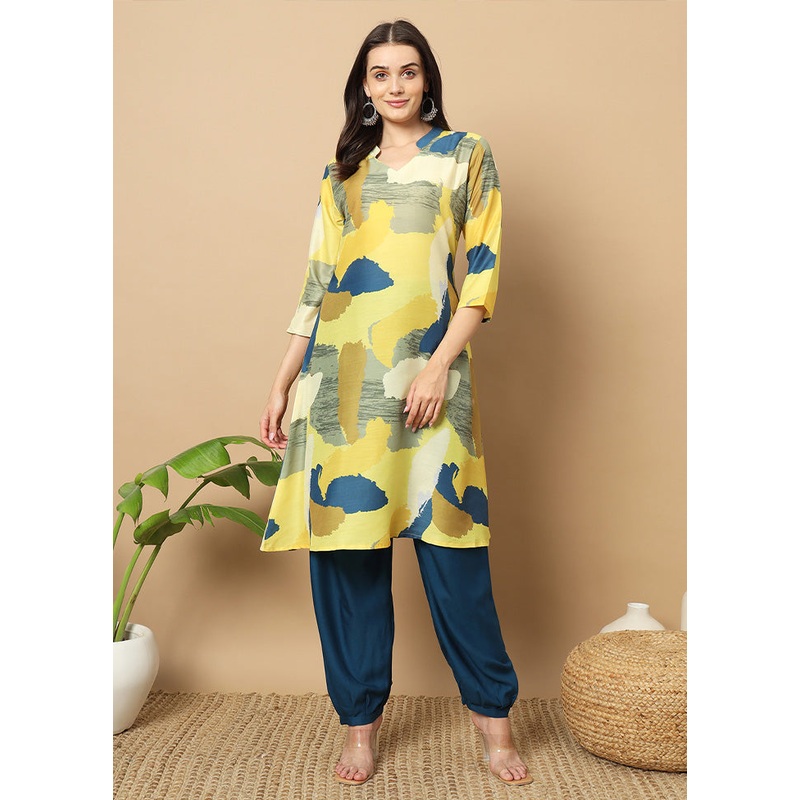 2 Pc Multicolor Readymade Silk Coord Set - JD986596069