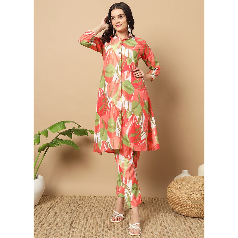 2 Pc Orange Readymade Silk Coord Set - JD986596007