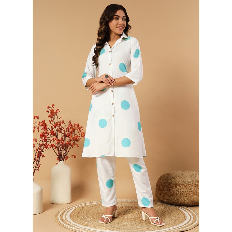 2 Pc White Readymade Cotton Coord Set - JD986596063