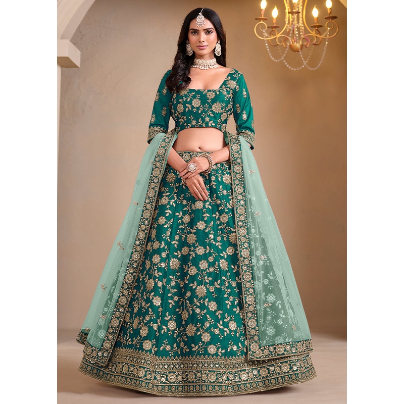 3 Pc Rama Silk Semi Stitched Lehenga Set - JD986596049