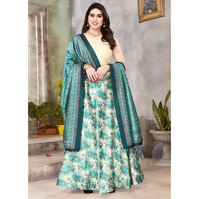 3 Pc Rama Silk Semi Stitched Lehenga Set - JD986596050