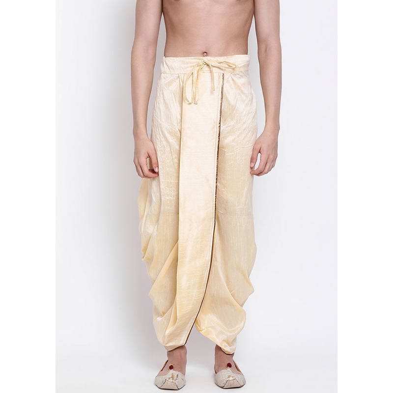 Beige Solid Silk Dhoti - JD986596142