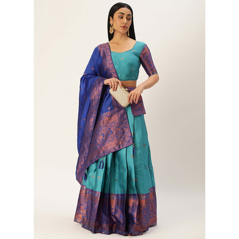 Firoza Silk Semi Stitched Lehenga Set - JD986596037