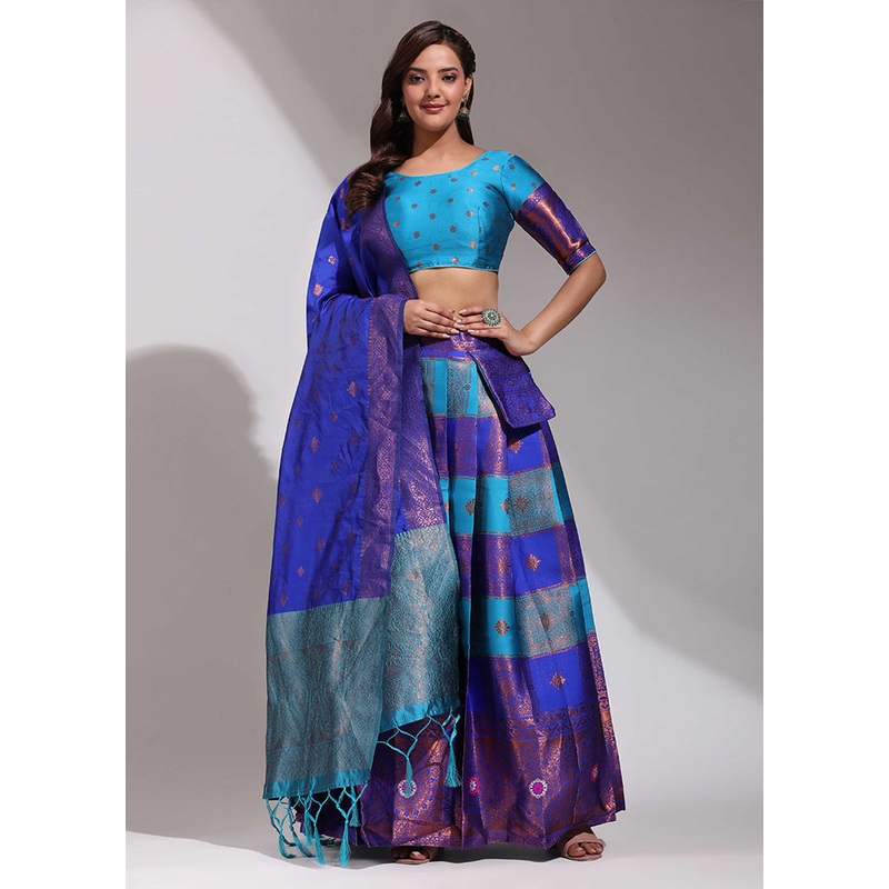Firoza Silk Semi Stitched Lehenga Set - JD986596038