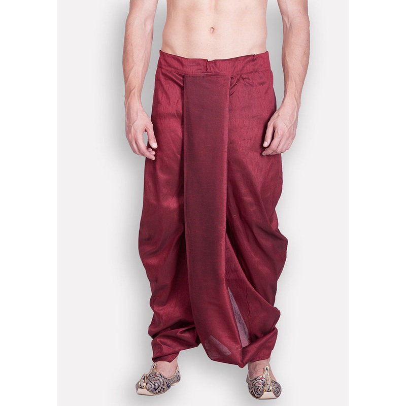 Maroon Solid Silk Dhoti - JD986596149