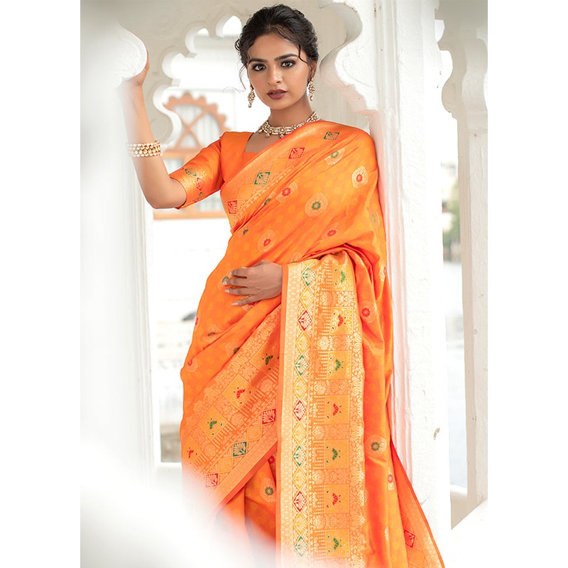 Mustard Spun Silk Saree With Blouse Piece - JD986596123