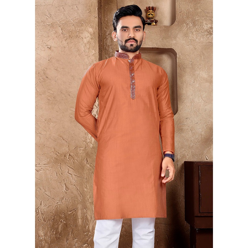 Orange Silk Kurta - JD986596012