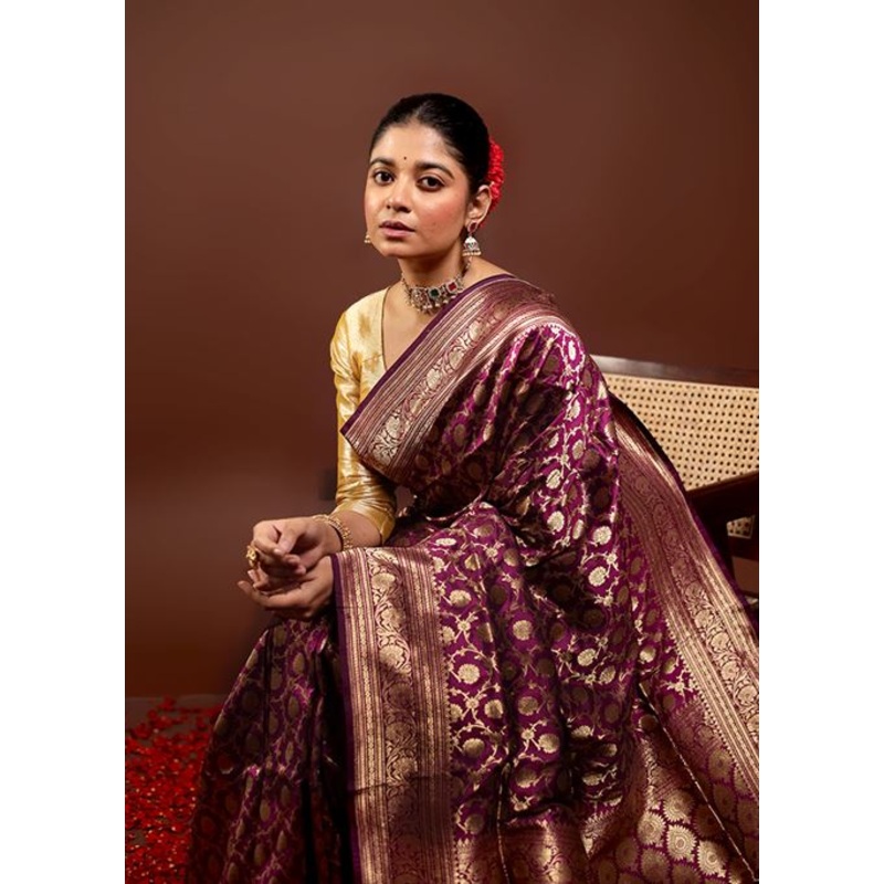 Purple Handloom Uppada Pure Silk Saree With Blouse Piece - JD986595972
