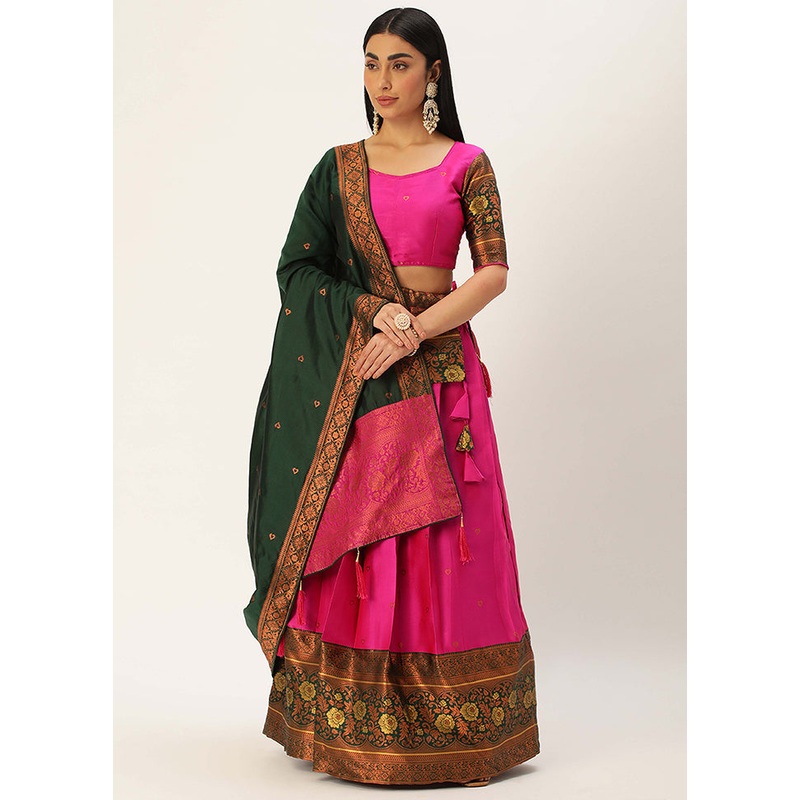Rani Silk Semi Stitched Lehenga Set - JD986596026