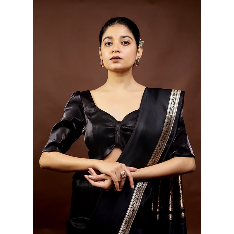 Black Tissue Designer Blouse - JD986595876