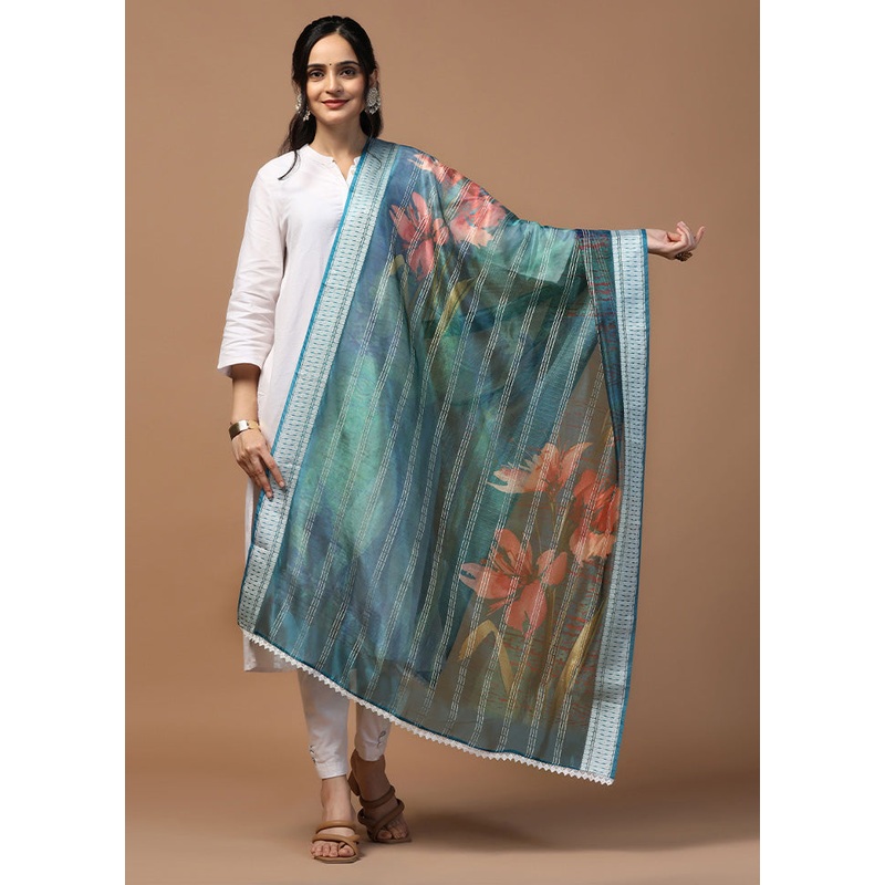 Blue Organza Dupatta - JD986595936