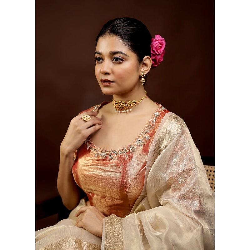 Copper Tissue Designer Blouse - JD986595890