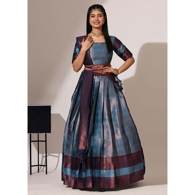 Firoza Silk Semi Stitched Lehenga Set - JD986595916