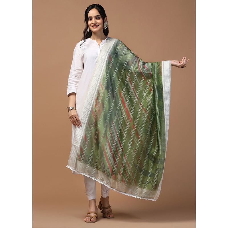 Green Organza Dupatta - JD986595933