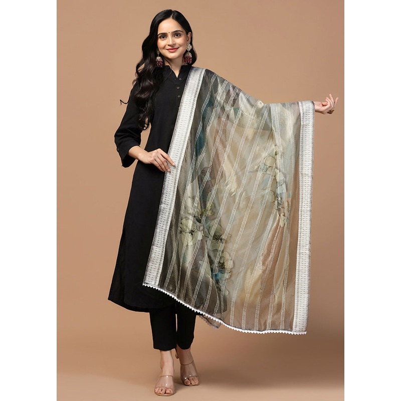Grey Organza Dupatta - JD986595931