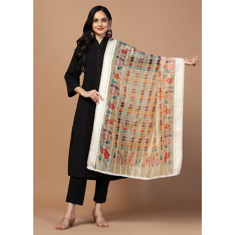 Peach Organza Dupatta - JD986595928