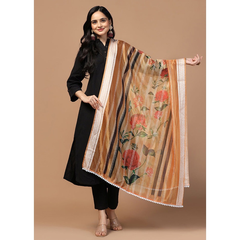 Peach Organza Dupatta - JD986595929