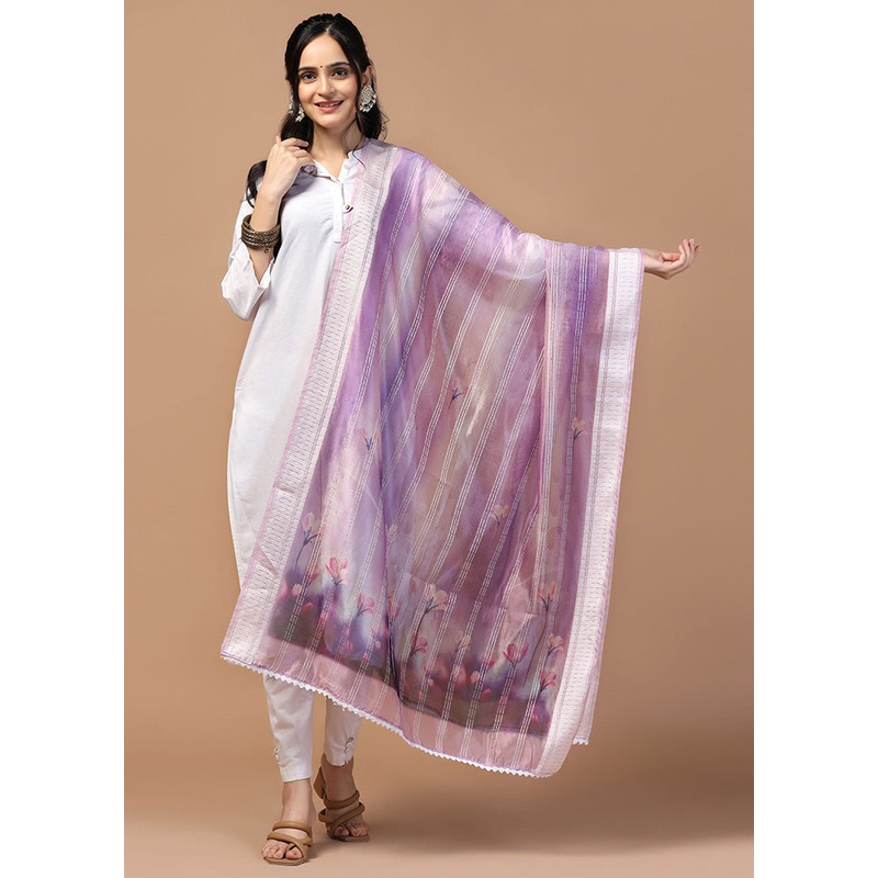 Purple Organza Dupatta - JD986595927