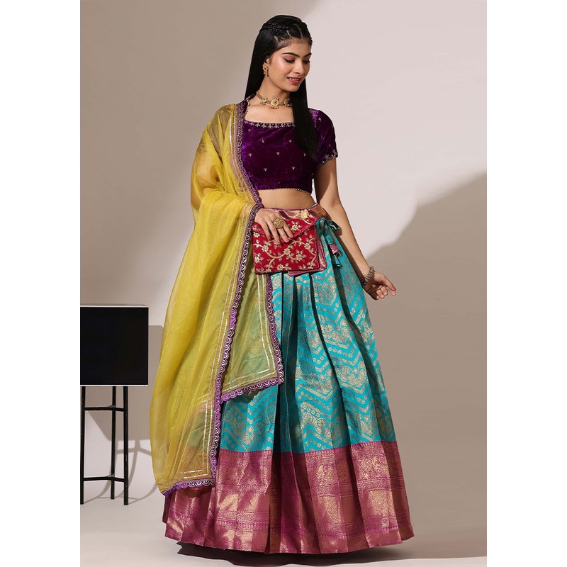 Rama Silk Semi Stitched Lehenga Set - JD986595907