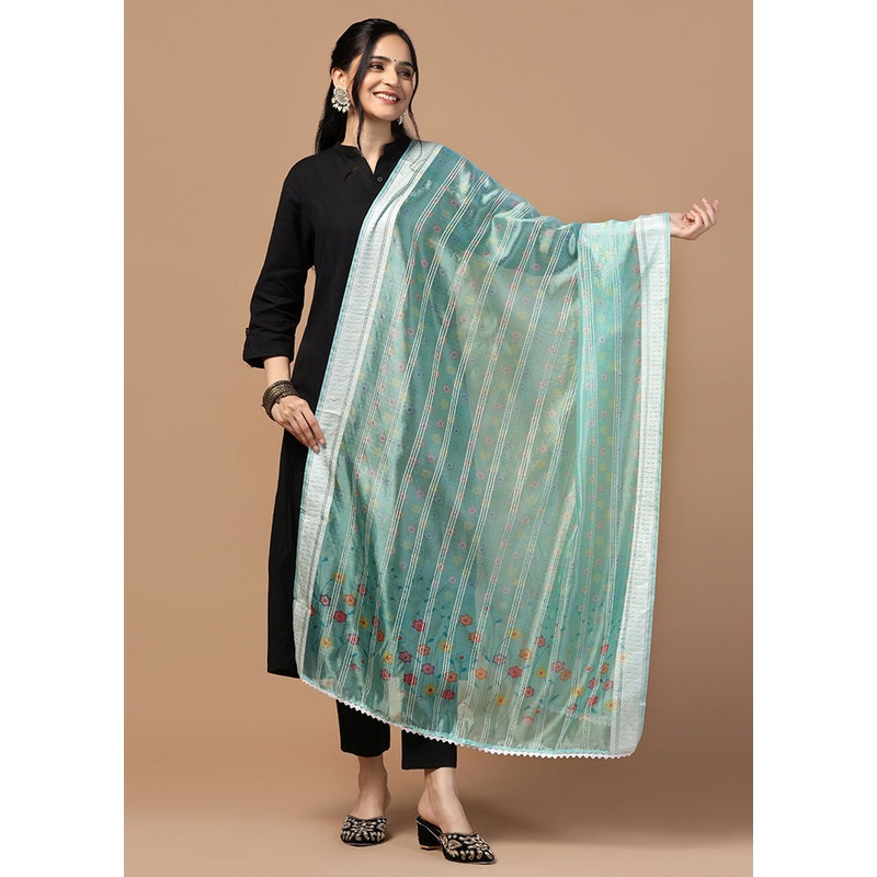 Sea Green Organza Dupatta - JD986595926