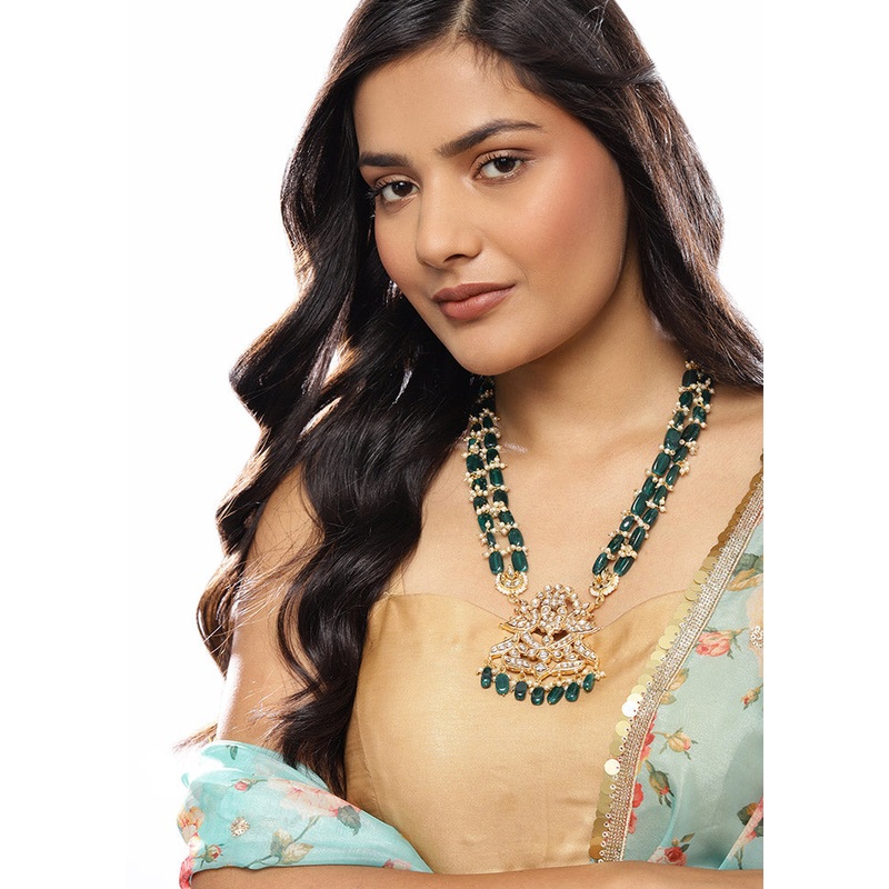 Golden Moon Stone Alloy Necklace - JD986595517