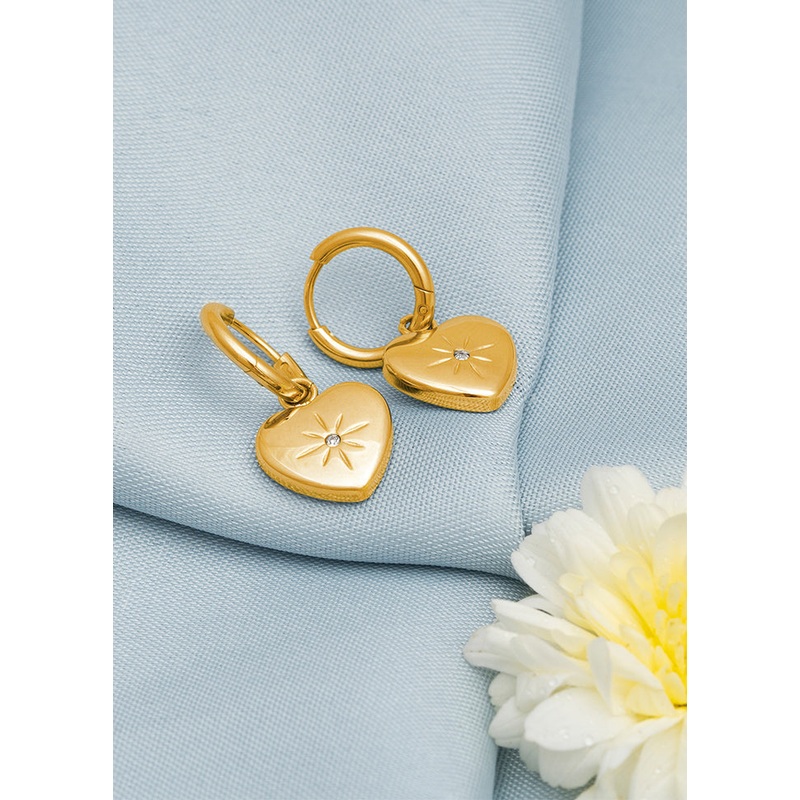 Golden Stainless Steel Earrings - JD986595594