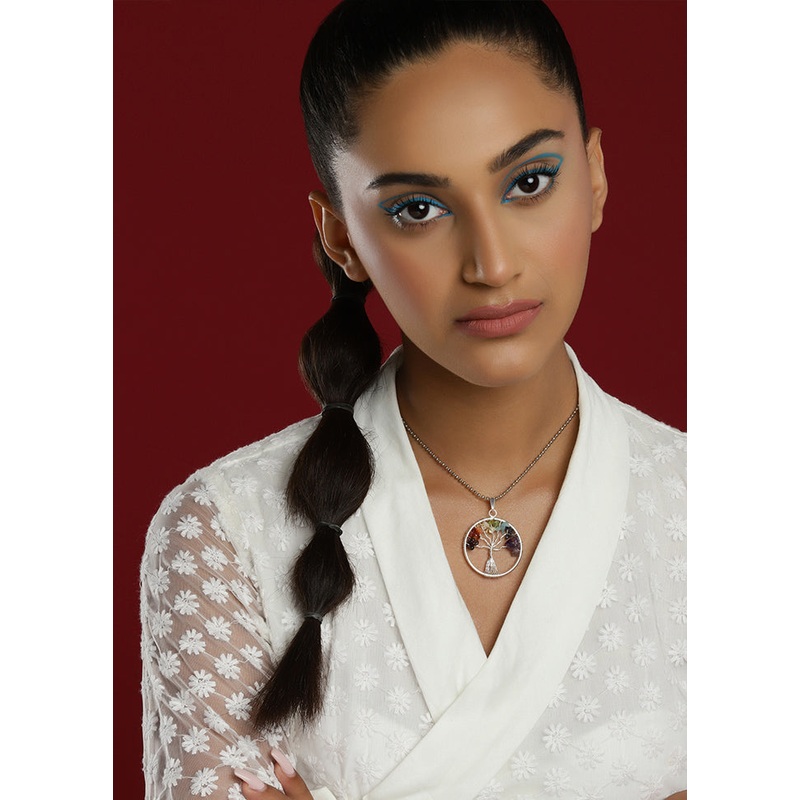 Golden Stone Work Alloy Necklace - JD986595492