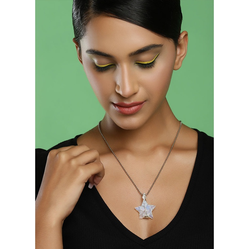 Golden Stone Work Alloy Necklace - JD986595496