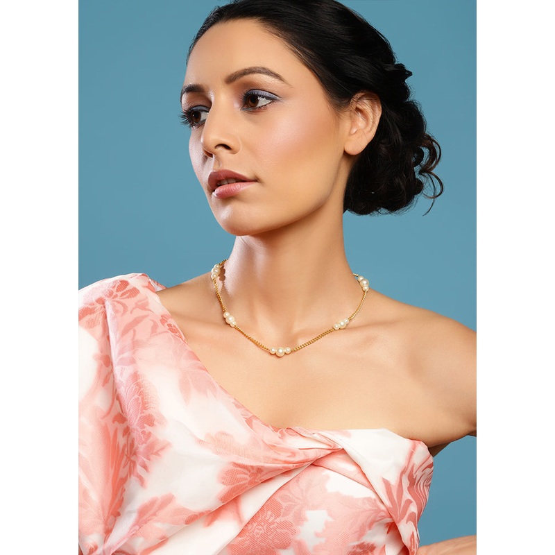 Golden Stone Work Alloy Necklace - JD986595499