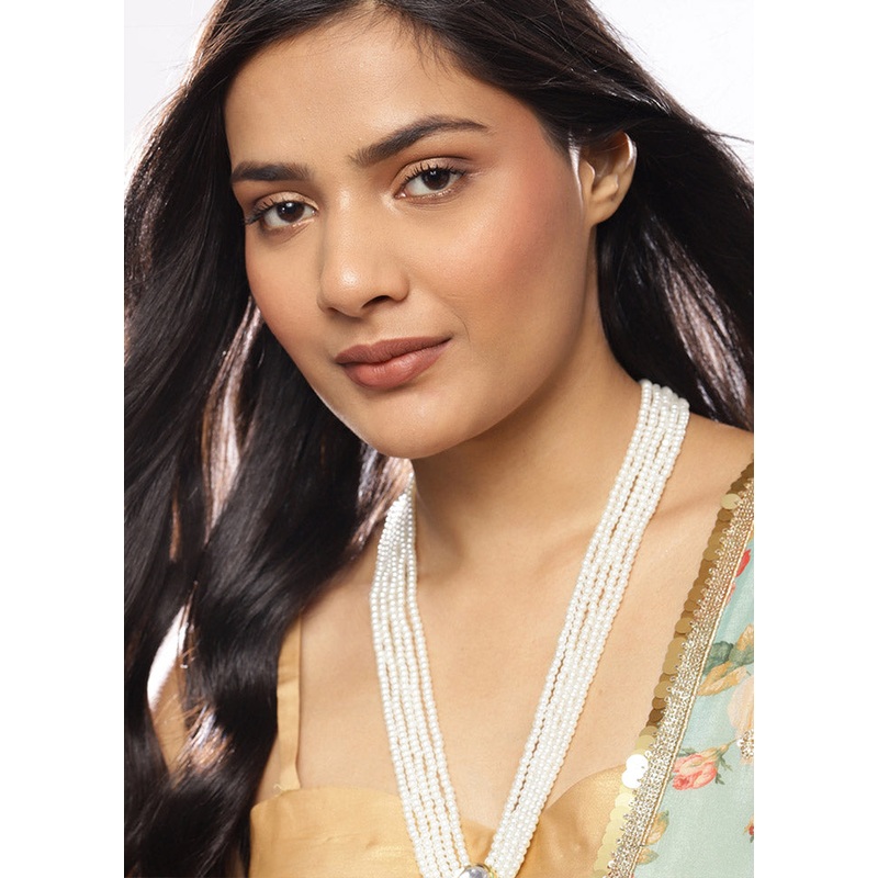 Golden Stone Work Alloy Necklace - JD986595508