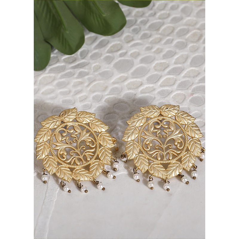 Handcrafted Matte Gold Earrings - JD986595569