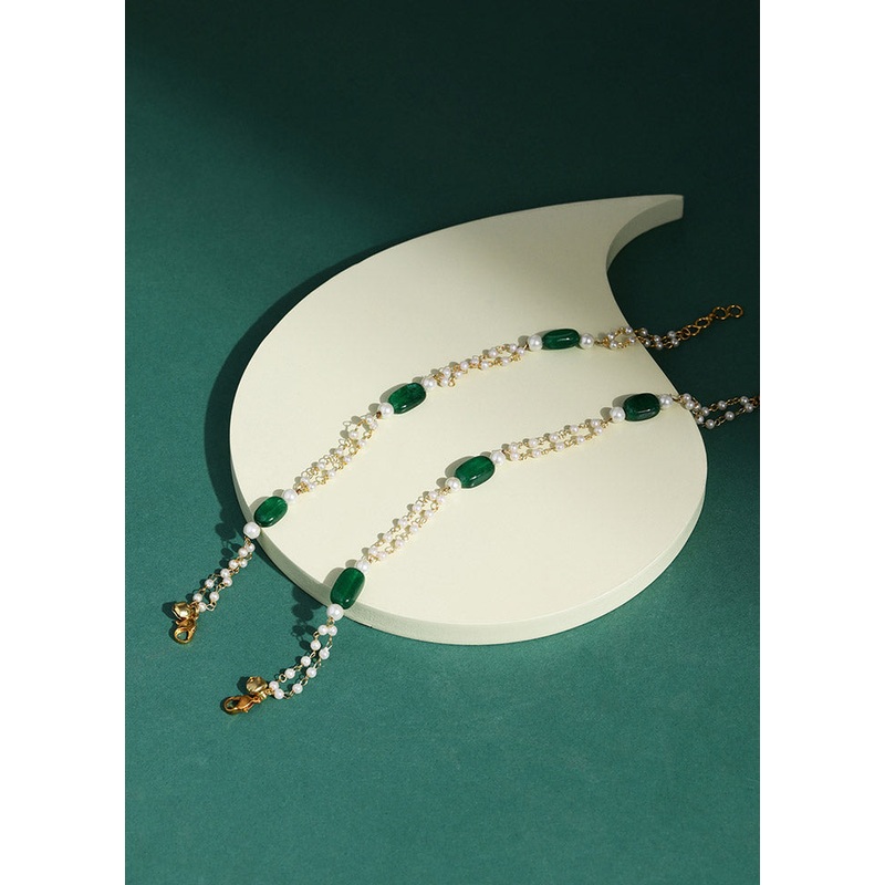 2 Pc Golden Stone Work Alloy Anklet - JD986595333