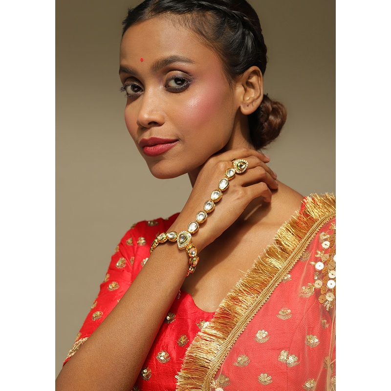 Golden Alloy And Kundan Hathphool - JD986595000