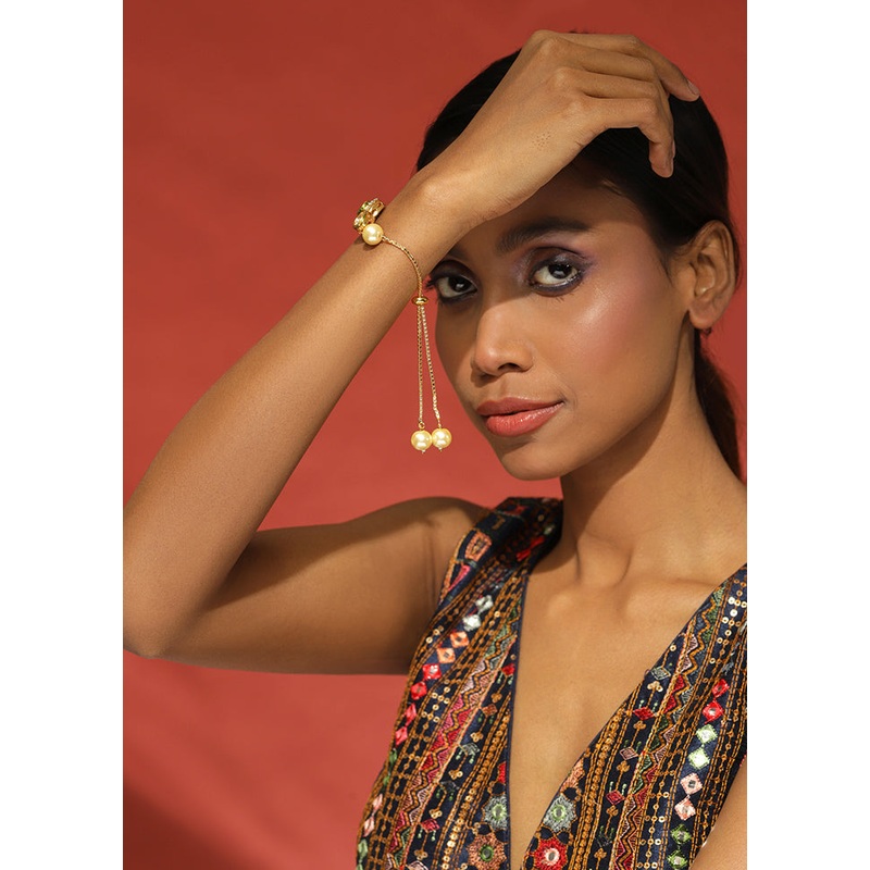 Kundan And Chain Bracelet - JD986594999
