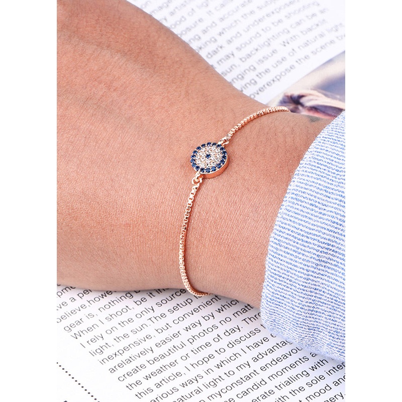 Evil Eye Stone Studded Gold Plated Bracelet - JD986594818