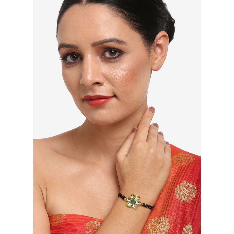 Gold Plated Kundan Mangalsutra Bracelet - JD986594721