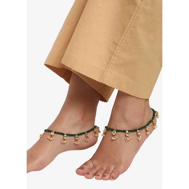 Pair Of Green Beaded Anklets - JD986594884