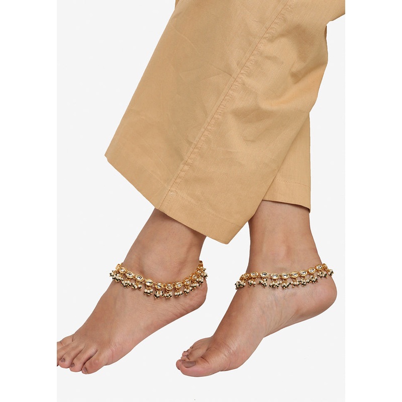 Pair Of White Beaded Anklets - JD986594881