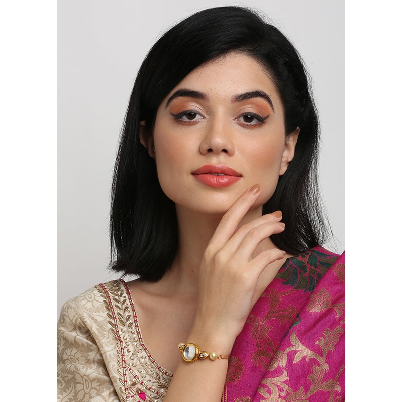 Gold Plated Kundan Charm Bracelet - JD986594654