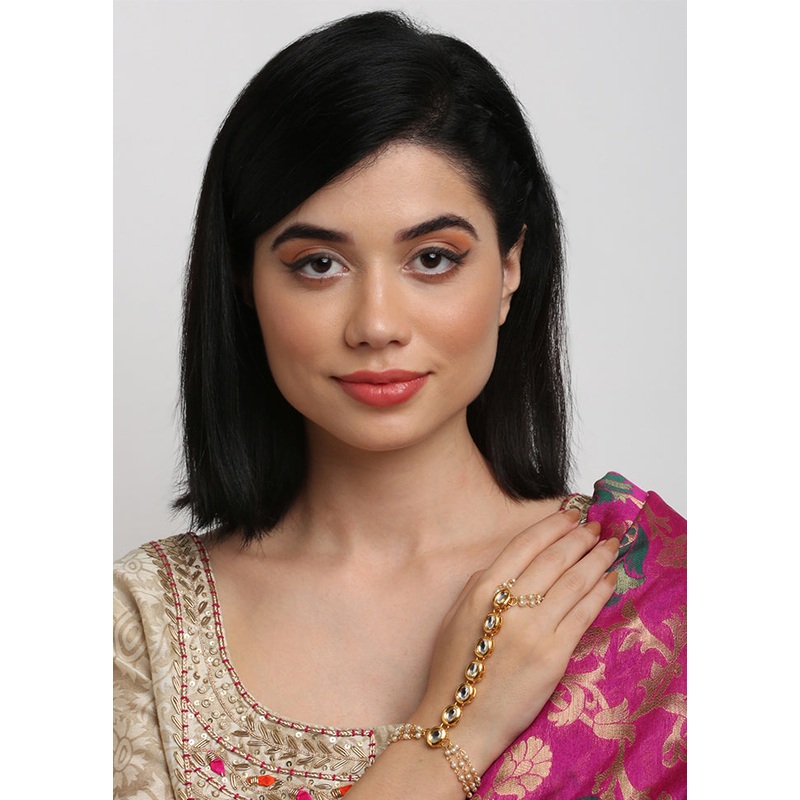 Gold Plated Kundan Charm Bracelet - JD986594658