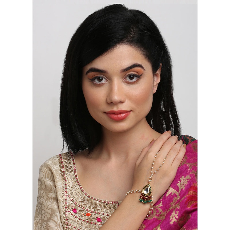 Gold Plated Kundan Charm Bracelet - JD986594659