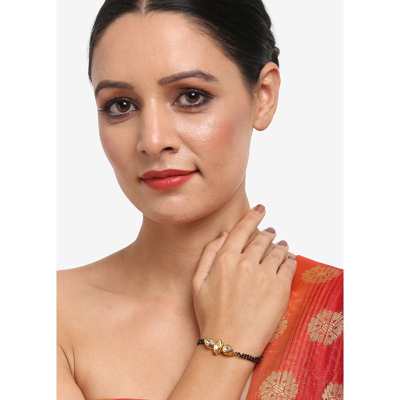 Gold Plated Kundan Mangalsutra Bracelet - JD986594696