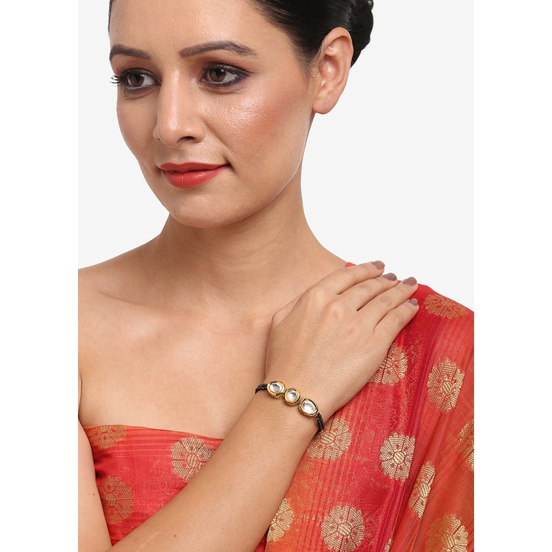 Gold Plated Kundan Mangalsutra Bracelet - JD986594699