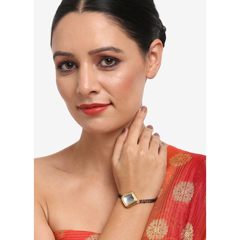 Gold Plated Kundan Mangalsutra Bracelet - JD986594701