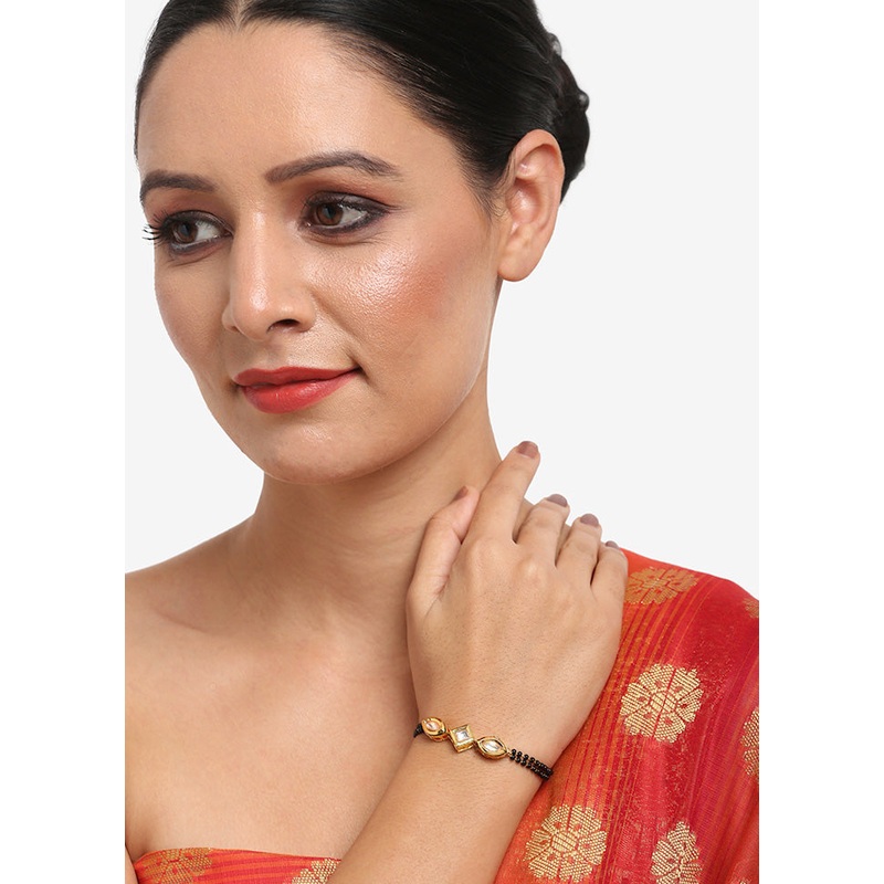 Gold Plated Kundan Mangalsutra Bracelet - JD986594702