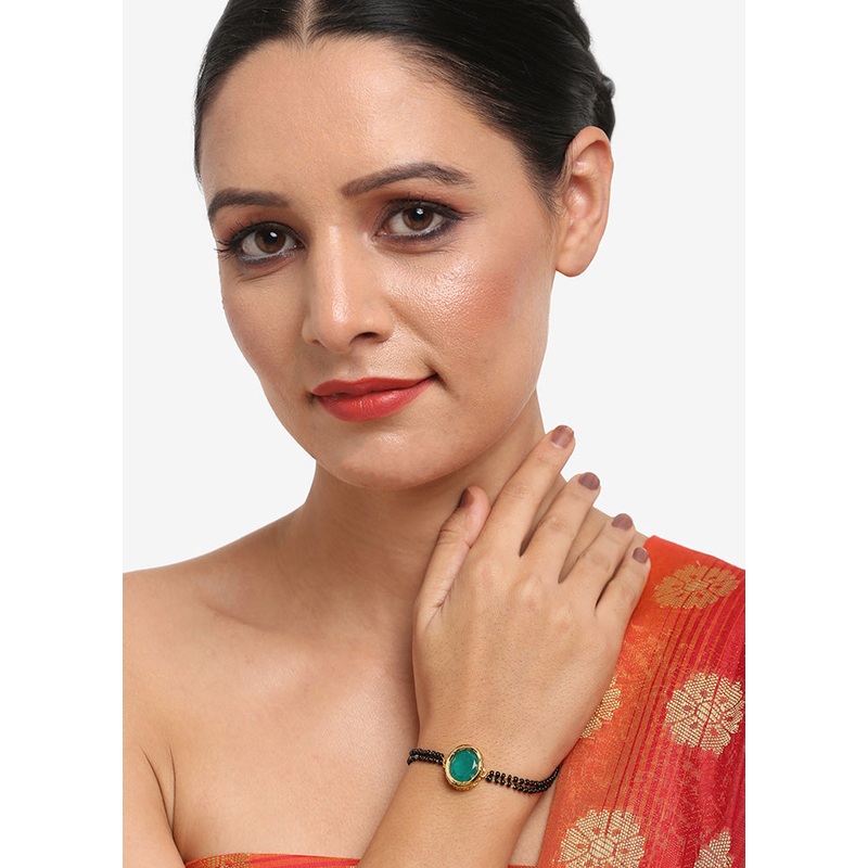 Gold Plated Kundan Mangalsutra Bracelet - JD986594705