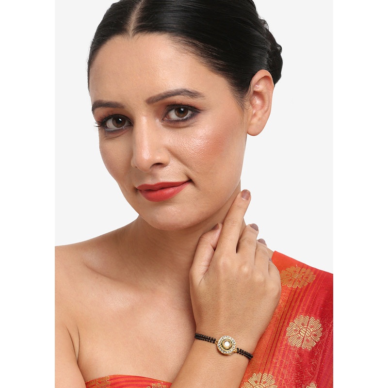 Gold Plated Kundan Mangalsutra Bracelet - JD986594706