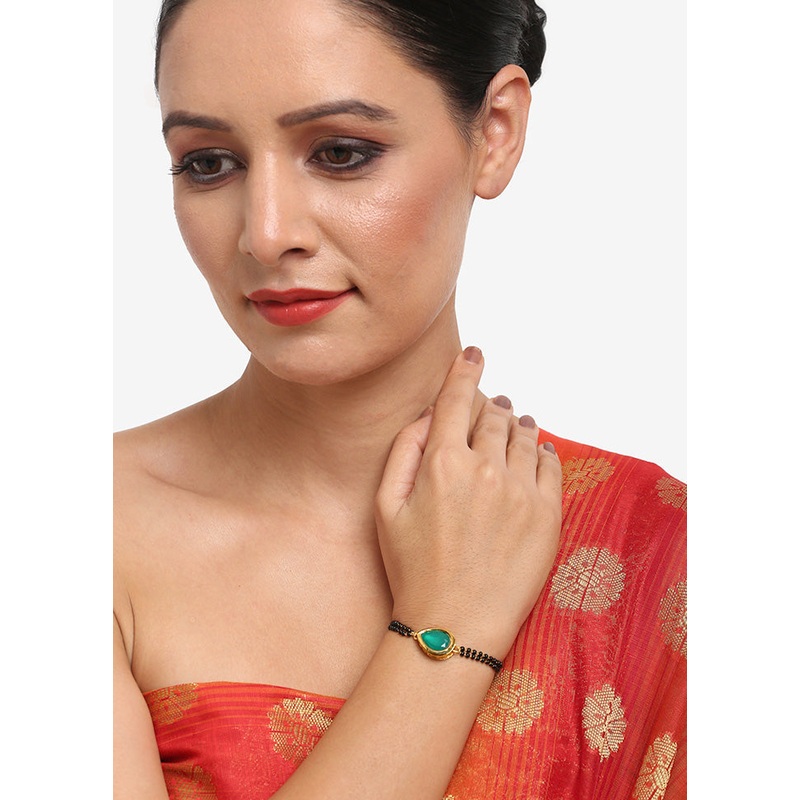 Gold Plated Kundan Mangalsutra Bracelet - JD986594712